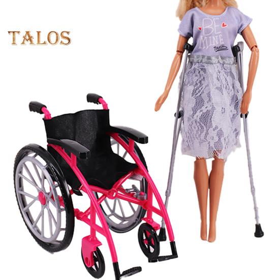 Мини-игрушка в виде инвалидной коляски для кукольного домика Миниатюрная модель с костылями Украшение дома DIY Поделки Песочный столик Аксессуары Игрушки для инвалидной коляски Мини-костыли