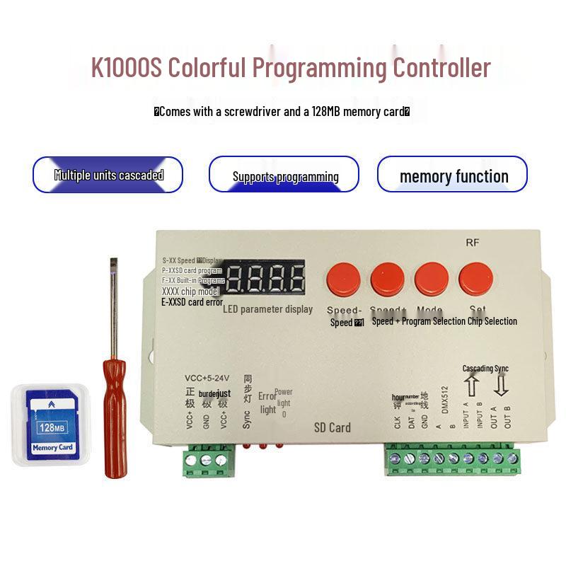 K1000S Светодиодный контроллер Magic Color с беспроводным RF-пультом, 5В-24В, для бегущих и диммируемых гирлянд.