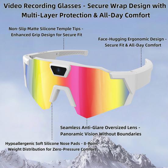 4K POV Glasses Smart Baseball Sunglasses with Camera Photos Audios Videos Recording Lightweight Men Women Camera Wearable Eyewear