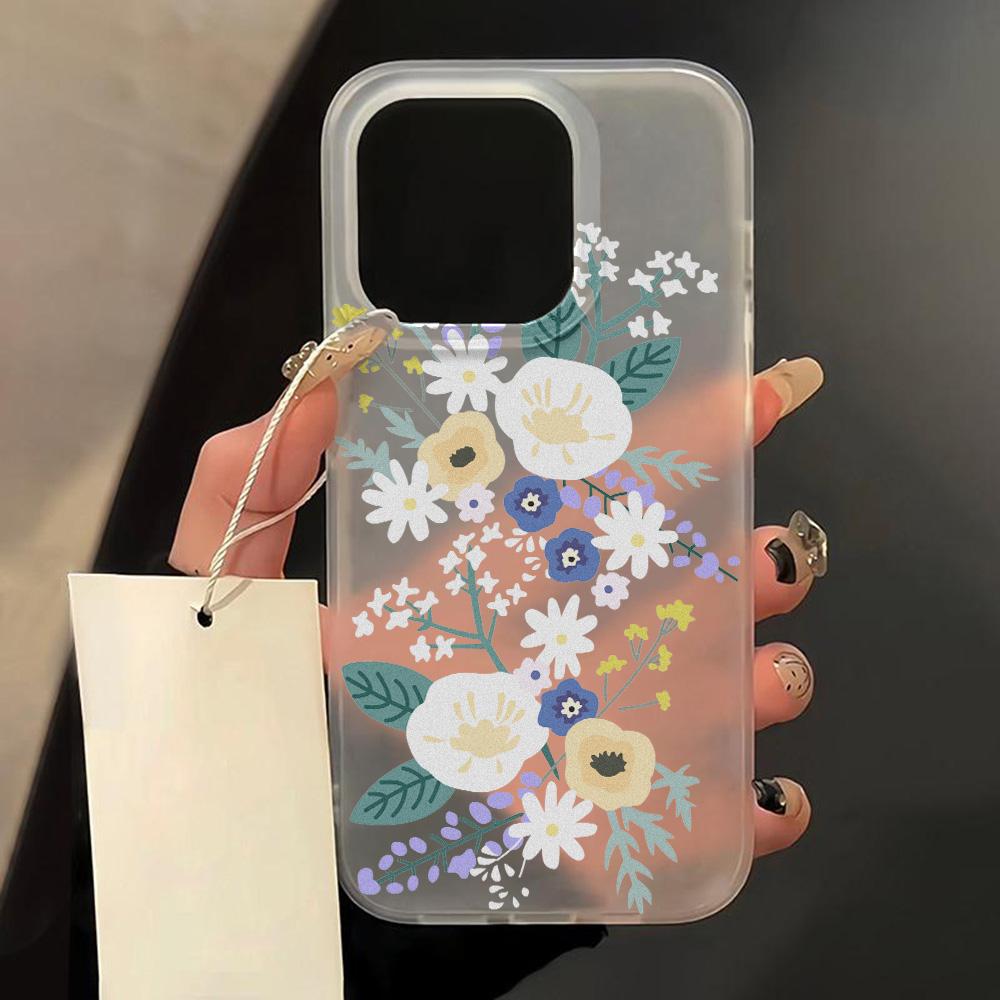 Матовый силиконовый чехол для телефона с цветком для iPhone 16 Pro Max Funda iPhone 11 13 15 14 Plus 12 Mini 16promax 15promax Прозрачная крышка