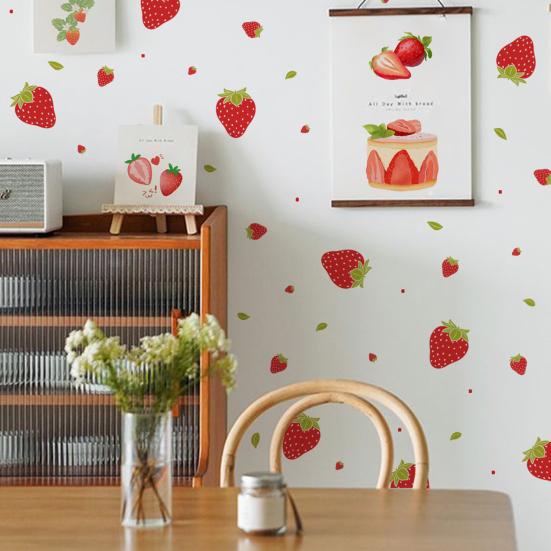 Наклейки на стену, красочные фотообои, водостойкие самоклеящиеся съемные декоративные обои «сделай сам», клубника, фрукты, фон, обои, художественное ремесло