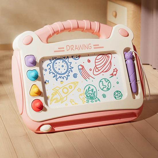 Магнитная граффити-доска с 4 различными штампами-узорами, легко стирает рисунки, предотвращает потерю