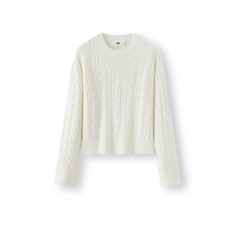 Женский зимний свитер Semir крупной вязки с круглым вырезом и свободного кроя