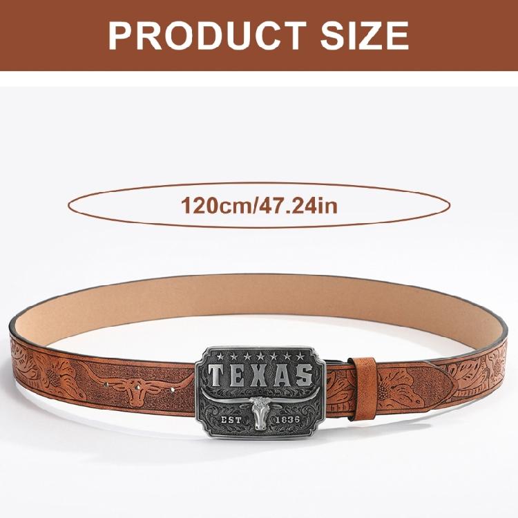 Мужской ремень в западном стиле Ковбойский пояс с серебряной деталью в виде головы быка для законодателей мод и ценителей стиля