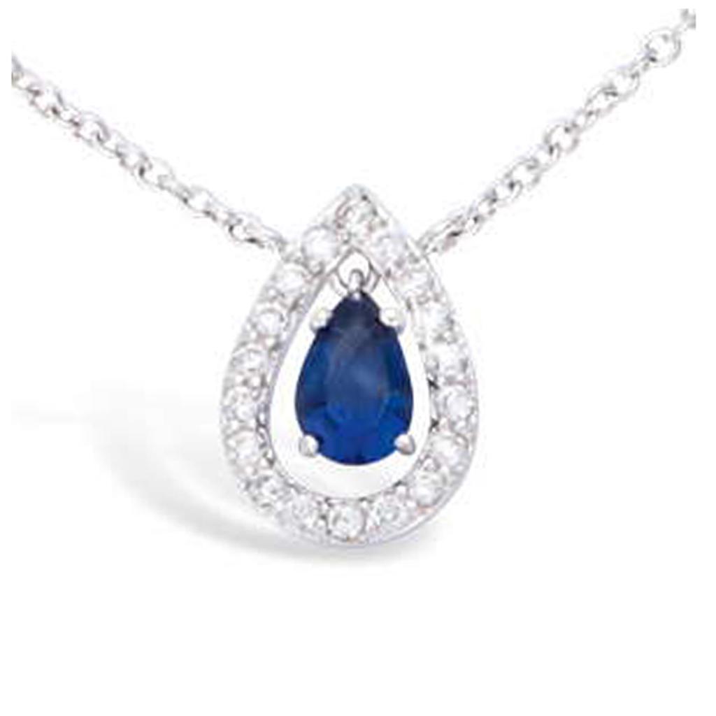 Les Trésors De Lily [L7242] - Silver Necklace 'Sissi' Silver-white Sapphire (rhodium-plated) - 13x9 Mm