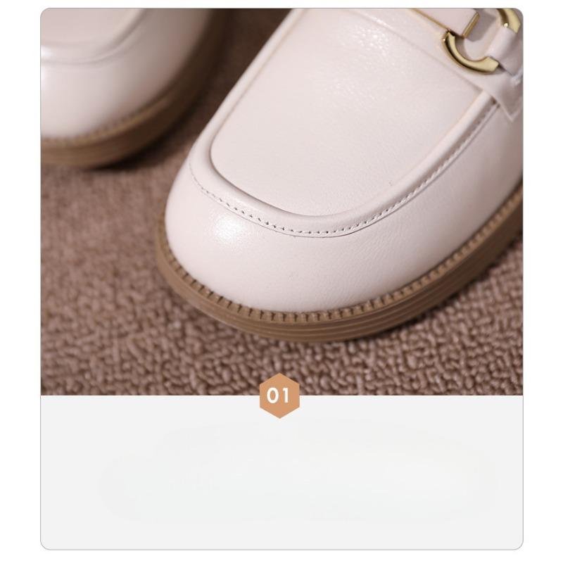 Мокасины из натуральной кожи с круглым носком, весенне-осенний женский толстый каблук, универсальные кожаные туфли большого размера, повседневная женская обувь в британском стиле