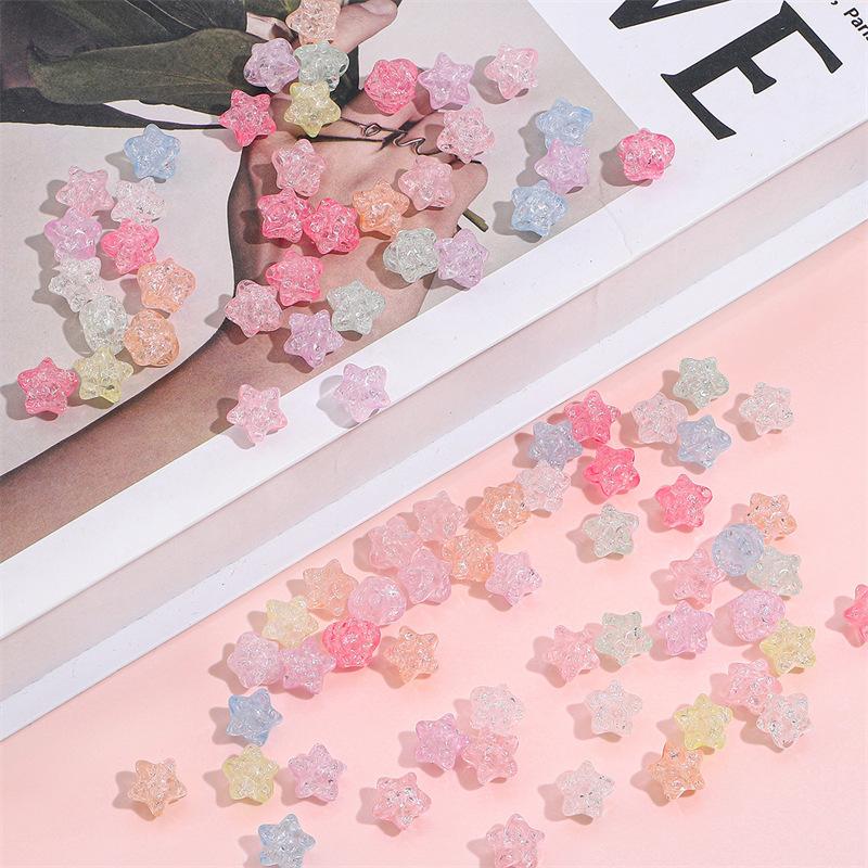 Бусины для браслетов ручной работы, цветные акриловые бусины в форме пентаграммы, потрескавшиеся бусины, свободные бусины, браслеты ручной работы своими руками, бусины из ниток, ювелирные аксессуары