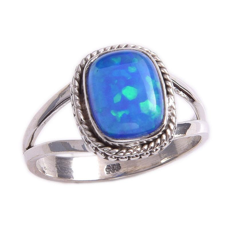 Кольцо из чистого серебра 925 пробы с натуральным эфиопским опалом ручной работы S.7 e1b38