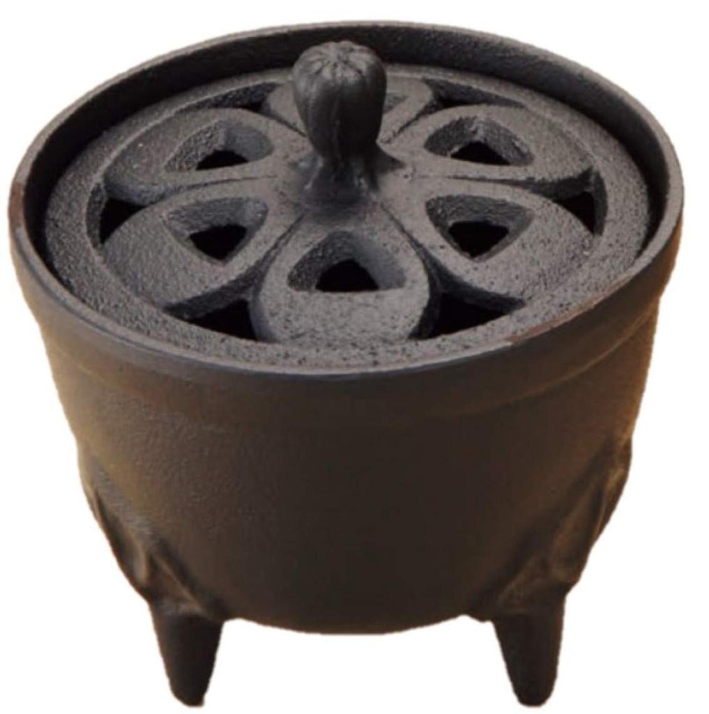 Iwachu Incense Flower Petal Body Size x Nanbu 29206 Burner, Design, Black, (cm) 8.5 H9, Ironware,