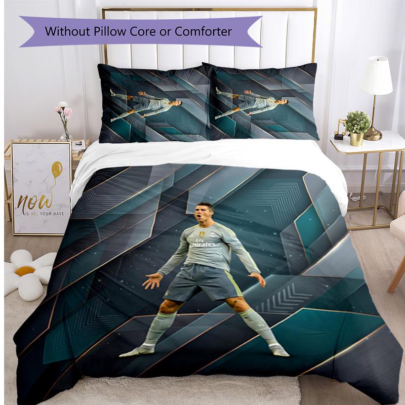 Cristiano Ronaldo Printed Bedding 3 Piece Set Cozy Breathable Bed Cover Set as Housewarming Holiday Gift