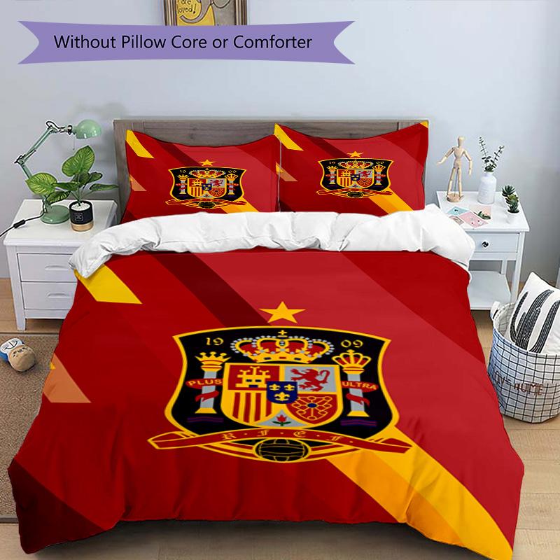 Spain's Royal Emblem Printed Pattern Duvet Cover Set – includes 1 duvet cover and 2 matching pillowcases Bedroom decor Christmas gifts