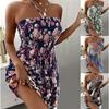Сексуальное платье без рукавов с бретельками через шею с принтом женское платье