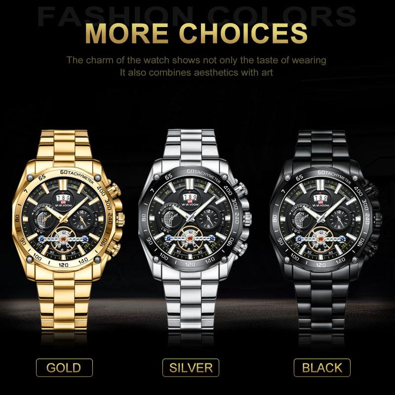 VA VA VOOM Brand Classic Mens Retro Watches Automatic Mechanical Watch Tourbillon Clock Genuine Leather Waterproof Military Wristwatch