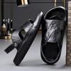 Fashion Genuine Leather Sandals for Men 2005 Summer New Designer Dual-use Black Slipper Shoes Male Fashion Casual Light Beach Shoes Man