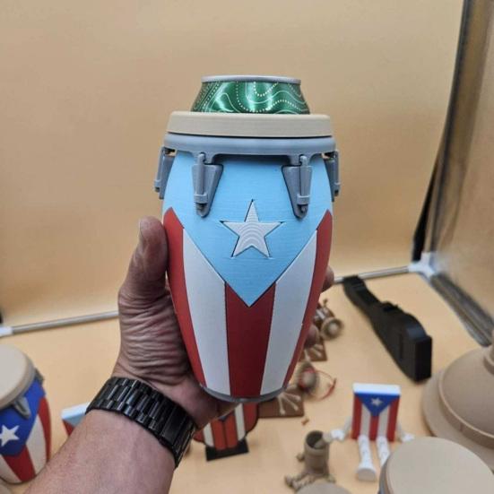 3D-печатный держатель для банки в стиле пуэрториканского флага, термоизолятор для напитков, легкий охладитель для банки 12 унций для вечеринок, пляжей, барбекю, карибский подарок