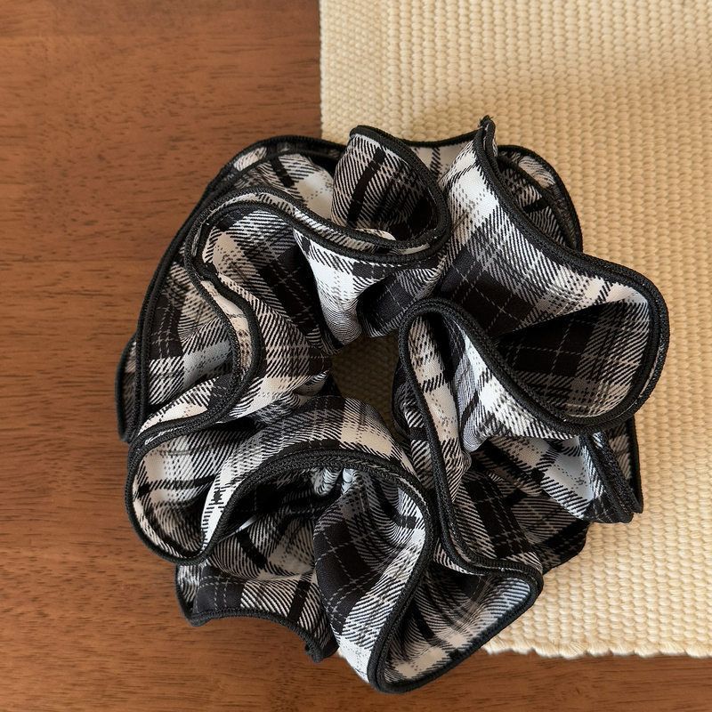 Four Layer Plaid Lace Fabric Hair Ties Elegant Big Scrunchies Fashion Women Daily Hair Rope