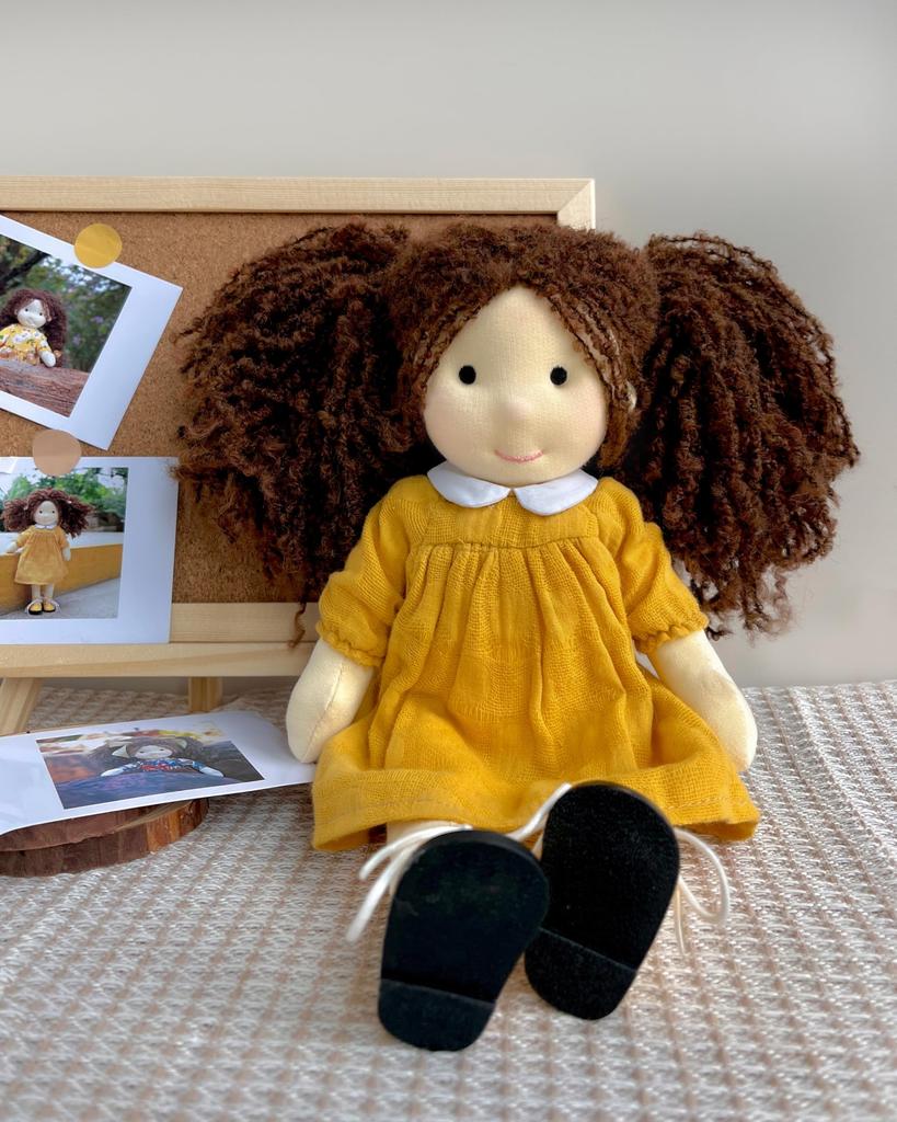 BlissfulPixie Waldorf Doll - Handmade Inka 12" Soft Girl Plush Toy, Perfect for Kids