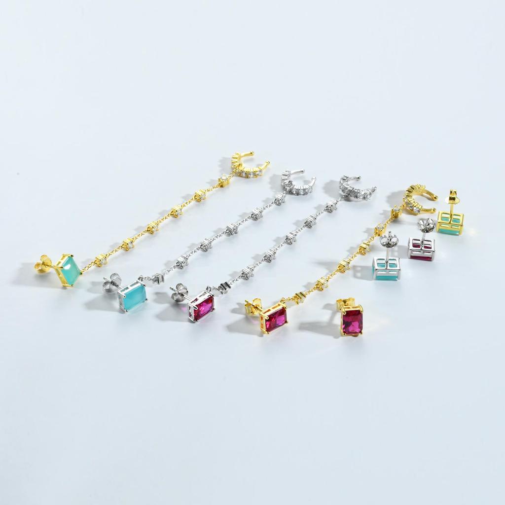 ANDYWEN Серьги-гвоздики из стерлингового серебра 925 пробы с турмалином и цирконием, длинная цепочка, длинные серьги с цирконием, роскошные ювелирные украшения, подарок