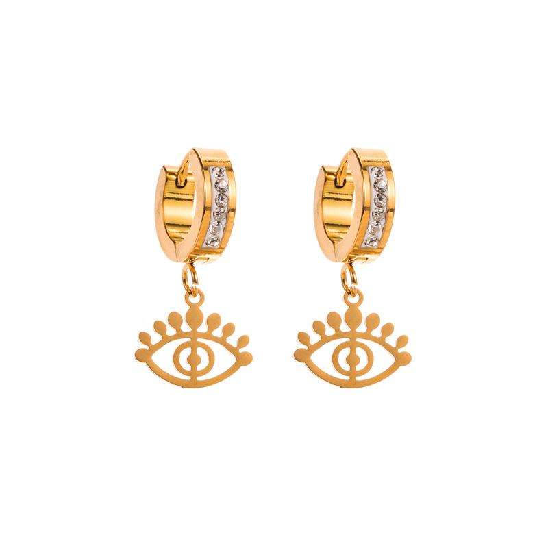 Женские простые серьги-капли в форме сердца, серьги-подвески из нержавеющей титановой стали, хрустальные цветочные глаза, золотой цвет, геометрические украшения для ушей