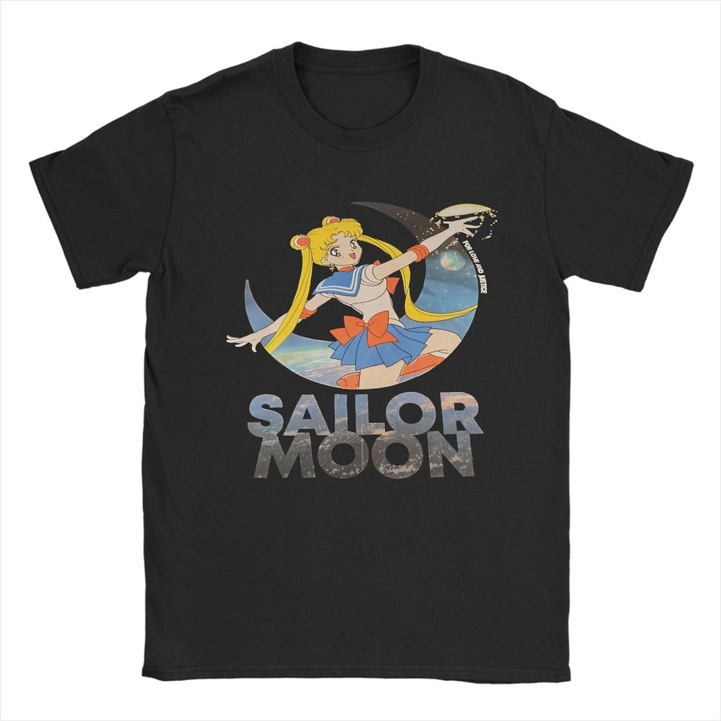 Sailors Moons Adventures T-Shirt for Men Women Vintage Cotton Tees Crewneck Short Sleeve T Shirts Summer Clothing