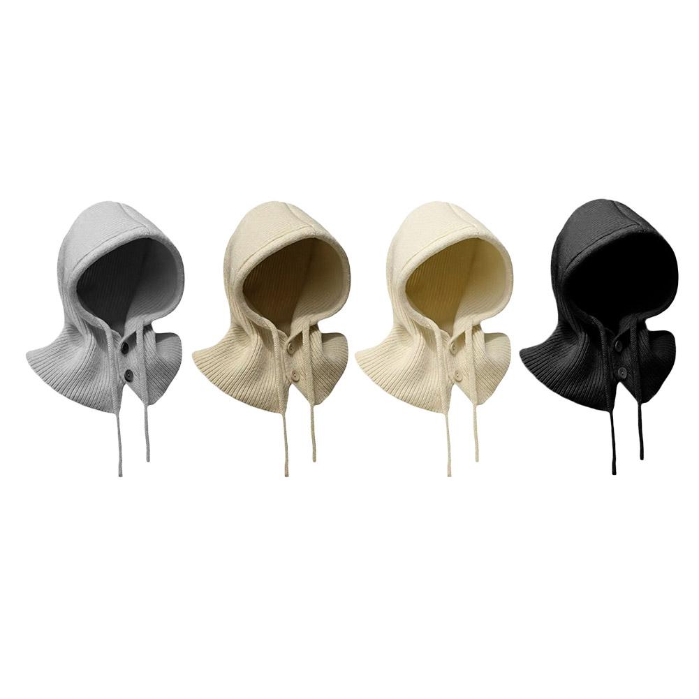 Осенне-зимняя теплая шапка-балаклава, модная шапка с вязаными ушками, шерстяная цельная теплая шапка L9P6