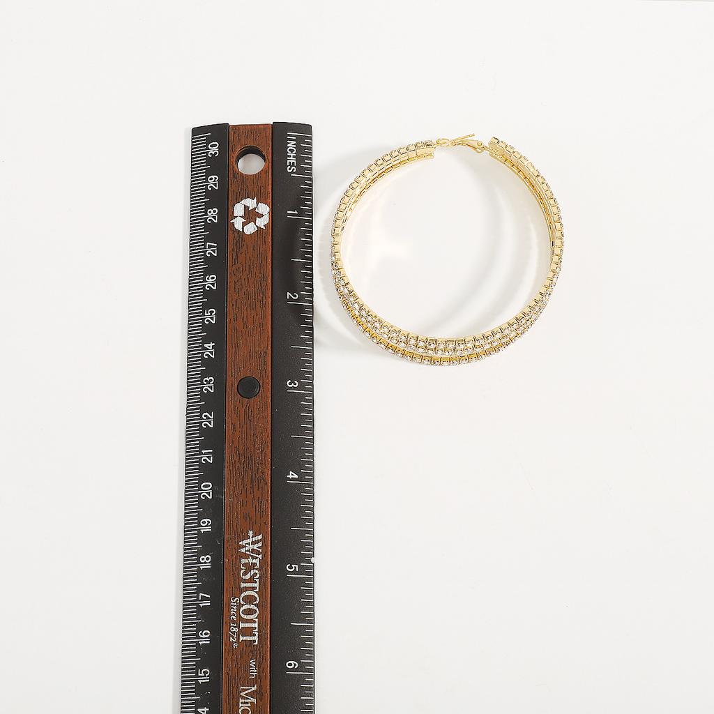 Преувеличенные многослойные круглые серьги, полностью украшенные стразами, серьги-кольца в стиле ночного клуба, сексуальные серьги в стиле ретро.