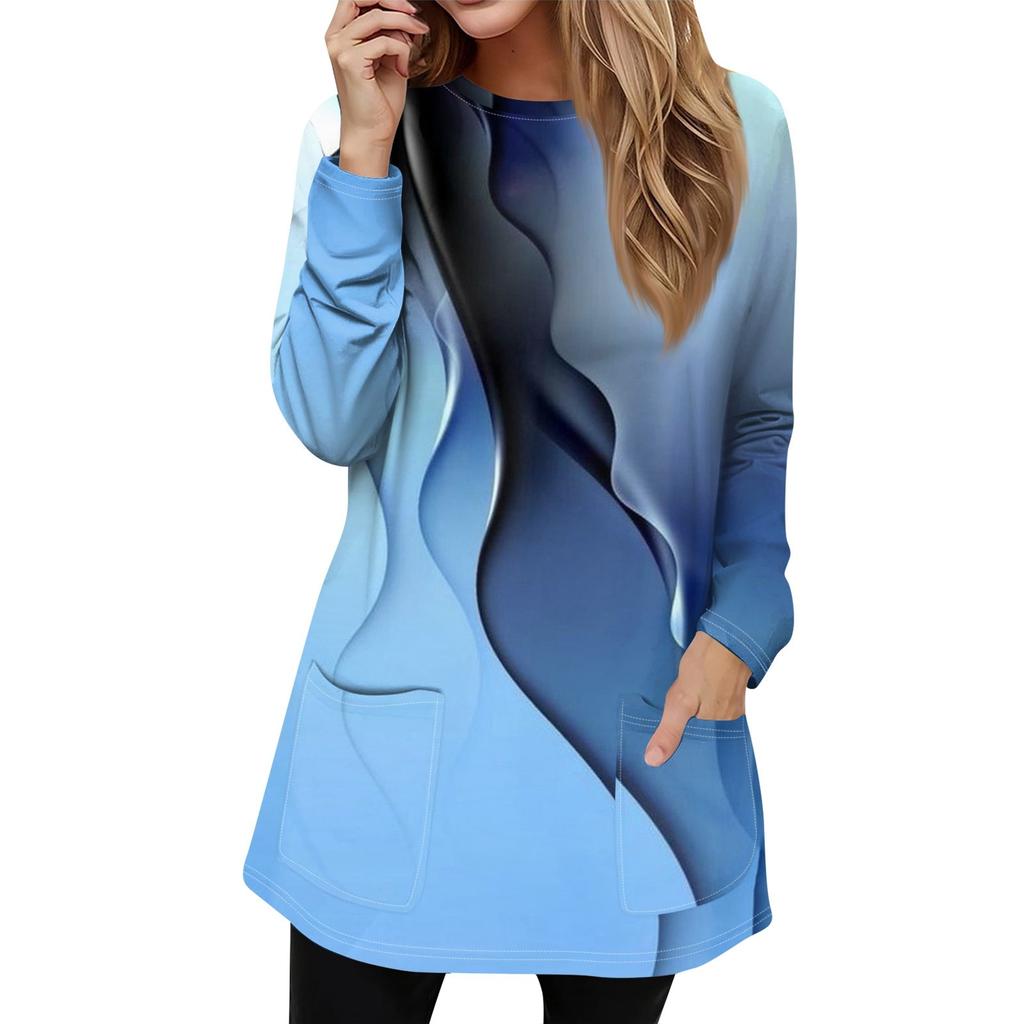 Женская толстовка, пуловер, спортивная одежда, карман, принт, повседневный топ с круглым вырезом и длинными рукавами