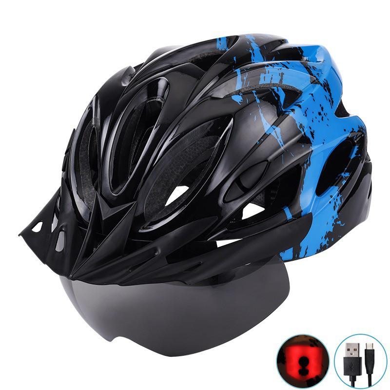 Integrated Cycling Helmet With Magnetic Snap-on Visor Rear LED Light Unisex Mountain Bike Half EPS Foam CE CPSC