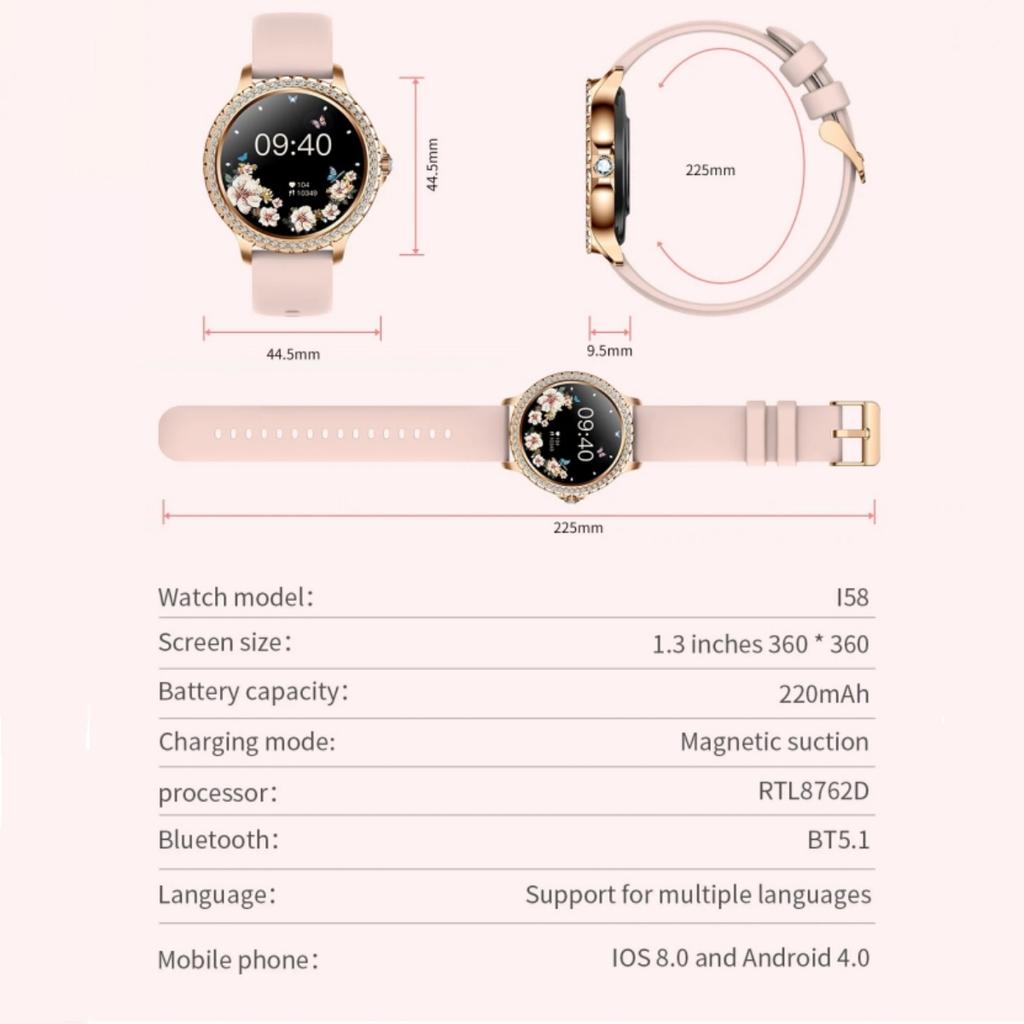 Умные часы для женщин 1,32-дюймовый HD-экран спортивный индивидуальный циферблат голосовой вызов пульсометр умные часы для женщин