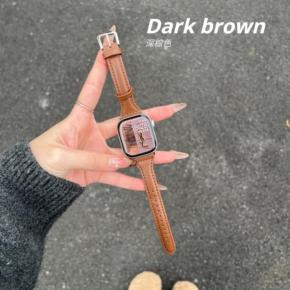 Тонкий кожаный ремешок для Apple Watch Series 11 46 мм, ремешок 42 мм, 49 мм, 44 мм, 40 мм, 41 мм, 45 мм, 38 мм, 45 мм, IWatch Ultra 2/3 S10 9 8 7 SE 6 5 4 3 2, женский браслет