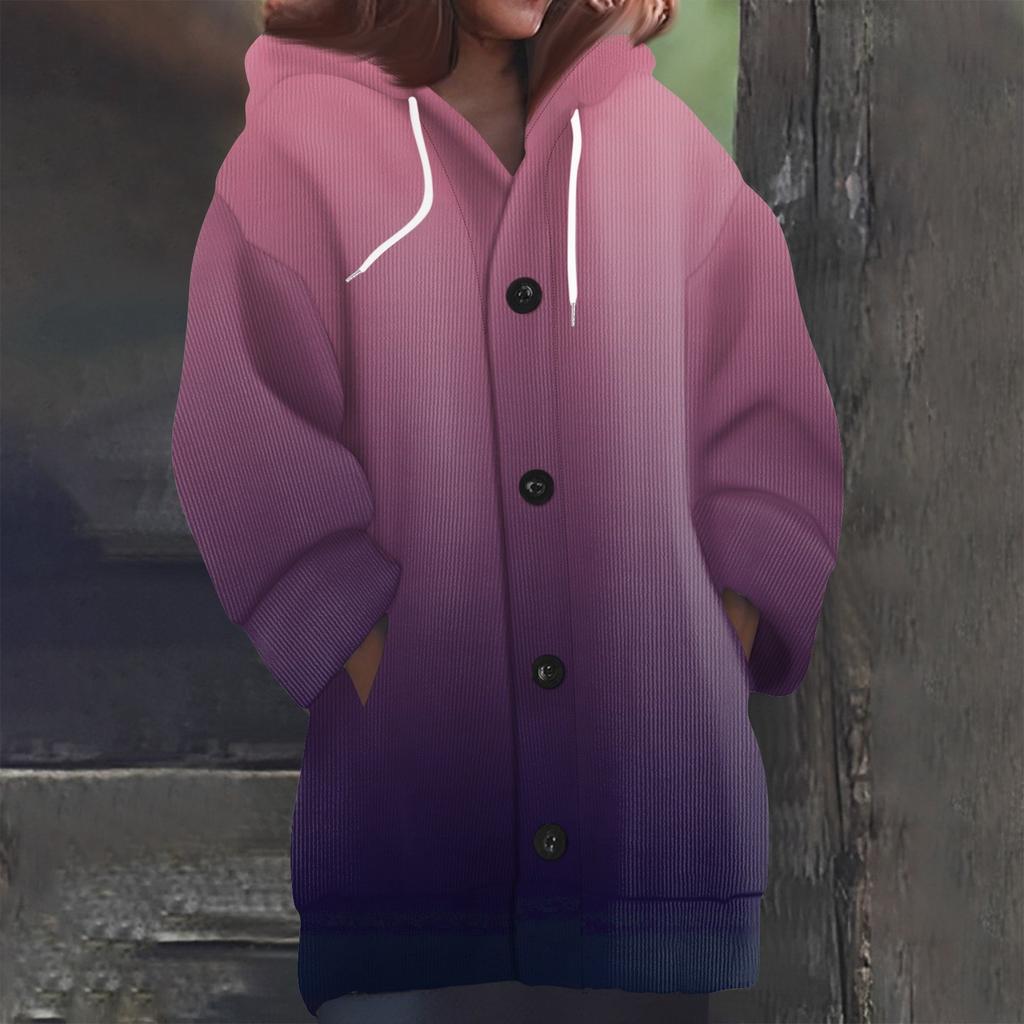 Свитшоты для женщин Вязаный свитер с длинным рукавом Принт Вязаный худи с пуговицами Кардиган Пальто