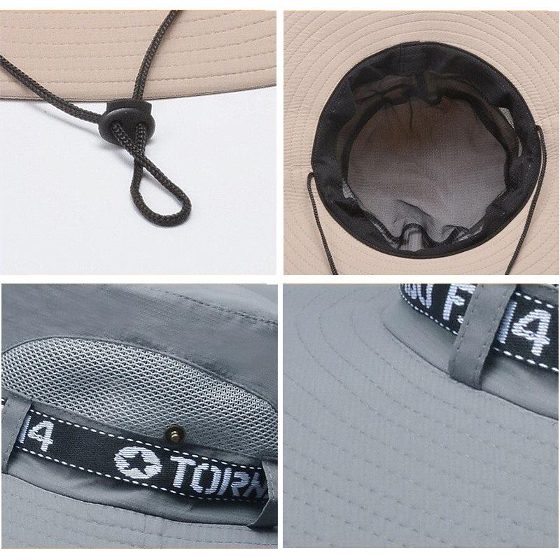 OLIKEI Men's Summer Sun Hats Large Brim Fisherman Hat Outdoor Hiking Cap Sun Protection Anti-UV Bucket Hat Fashion Waterproof Quick Dry Cowboy Hat