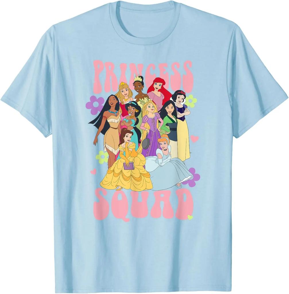 Модная повседневная футболка с принтом Диснеевских принцесс 'Epic Princess Squad', 'Girl Power', цветочным узором. Размеры S-4XL. Для всех сезонов.