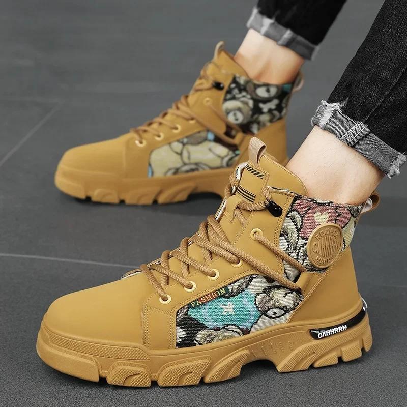 Fashion Motorcycle Men's Boots  Winter British Fashion Work Short Boots Fashion Outdoor Mountaineering Sports Casual Shoes