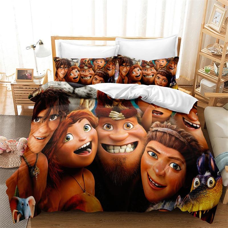 Мультяшные постельные комплекты Croods Изысканный набор постельного белья Пододеяльник Комплект одеяла Постельный комплект Роскошный подарок на день рождения