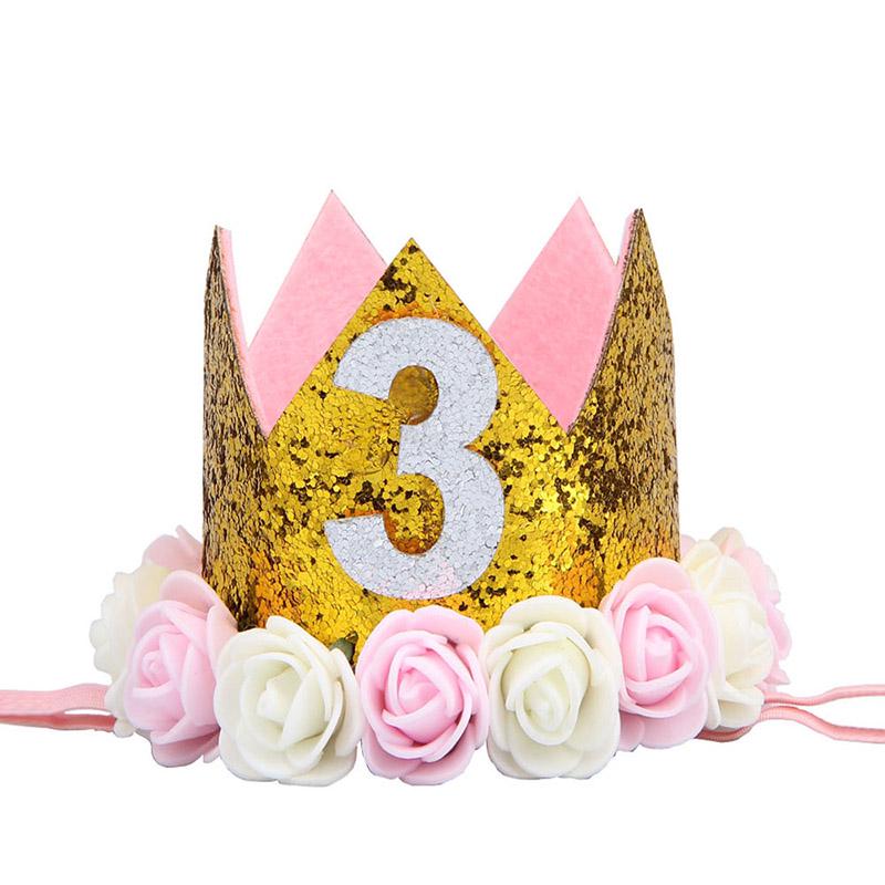 Головной убор на день рождения шляпа корона детский номер фото цветок вечеринка 1 шт день рождения ребенок корона выступление повязка на голову повязка на голову аксессуары