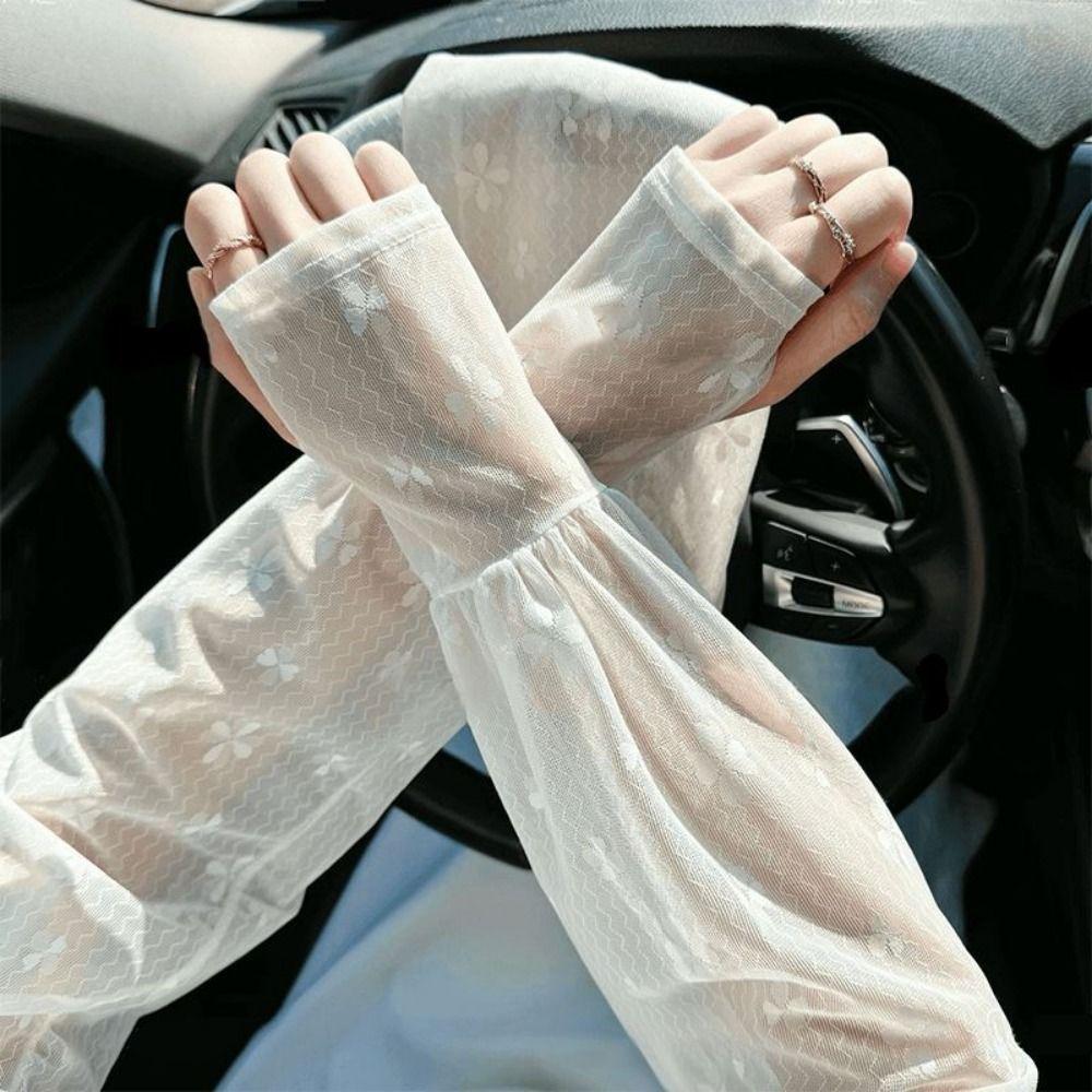Lace Sunscreen Sleeve Loose Ice Silk Cooling Arm Sleeve Fashion Lace Arm Sleeves  Spring Summer