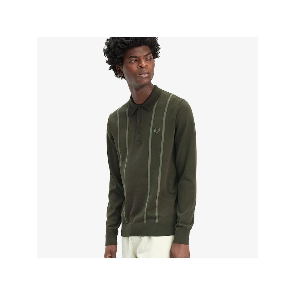 Fred Perry [sharp] Трикотажная рубашка в вертикальную полоску, охотничий зеленый Afpm2436537 408 qzgAfpm2436537 408