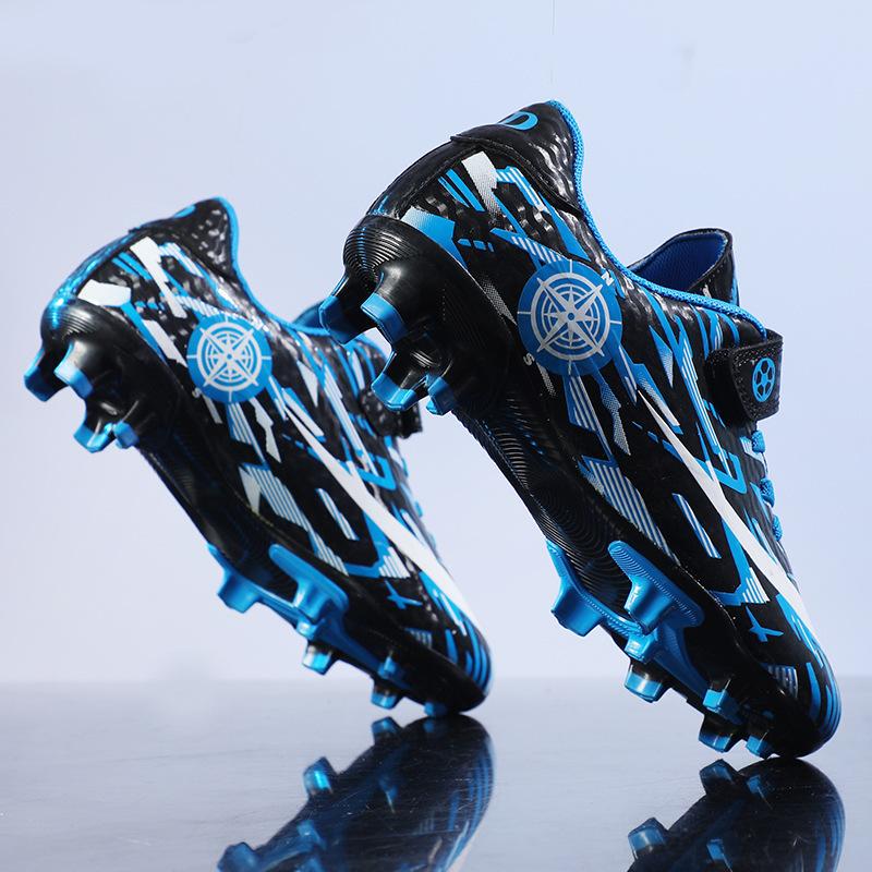 Spot Football Shoes Men's Velcro TF Shredded Nails Spikes Student Youth Training Shoes Competition Sneakers