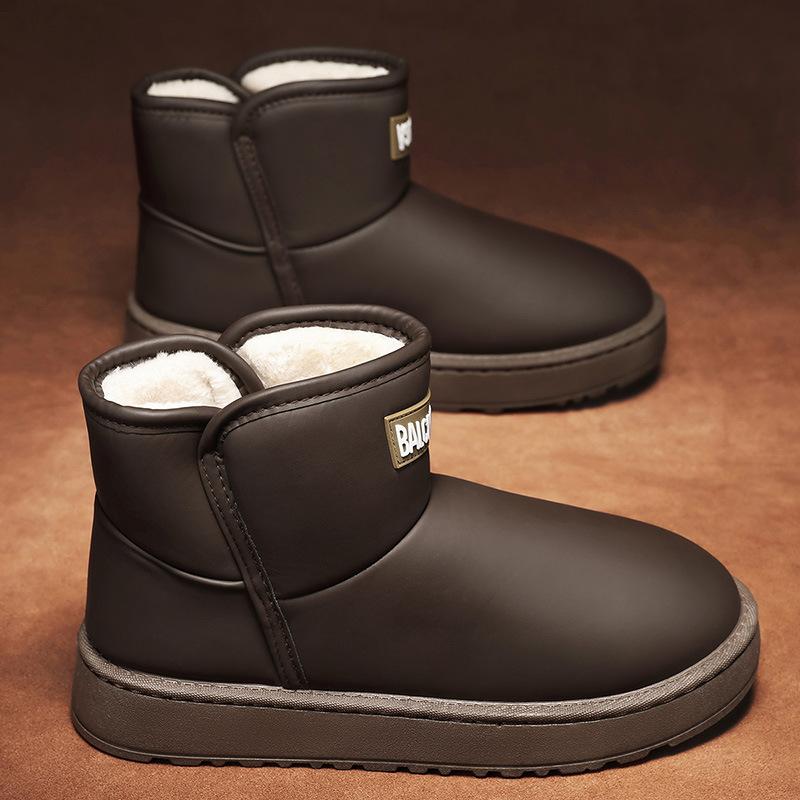 Мужские зимние сноубутсы, непродуваемые и теплые, с утолщенной подкладкой, высокие хлопковые ботинки, уличные водонепроницаемые зимние ботинки, модные хлопковые ботинки