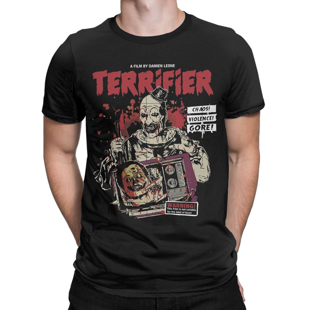 Men T-Shirts Terrifier Horror Movie Funny Cotton Tees Short Sleeve  T Shirt Crew Neck Clothing Party