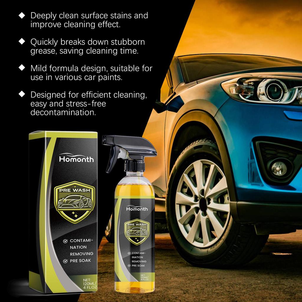Homonth Car Cleaner No-Rinse Car Wash Liquid, Gentle Stain Removal, Cleaning, Protection, Shine, Daily Maintenance, Suitable for Cars, 120ml