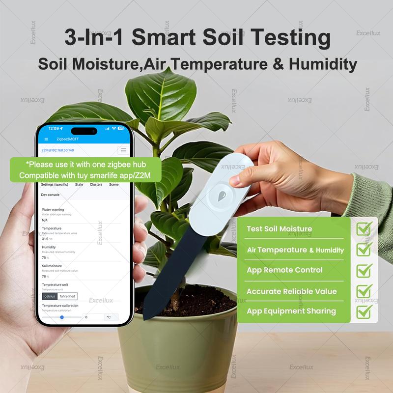 Tuya Smart Life Zigbee Soil Moisture Tester Temperature Hygrometer Meter Soil Sensor For Home Garden Automation Irrigation Z2M