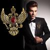 1PC Retro Wing Metal Pins and Brooches Vintage Double-headed Eagle Badge Brooch Crown Suit Lapel Pin