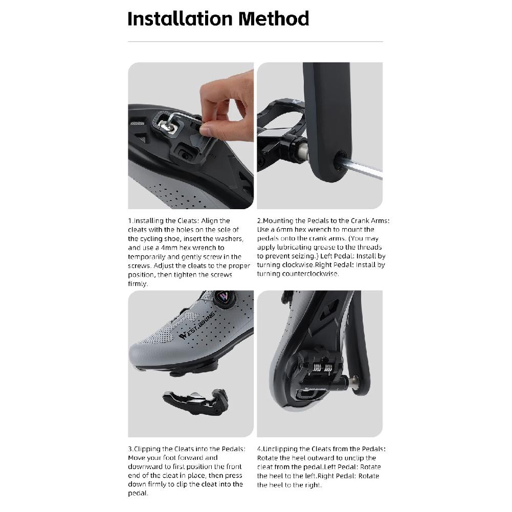 WEST BIKING Road Bike Pedals Nylon Bicycle Locking Pedals Cycling Bearing Cleats Clipless Pedal Look System With Locking Plates