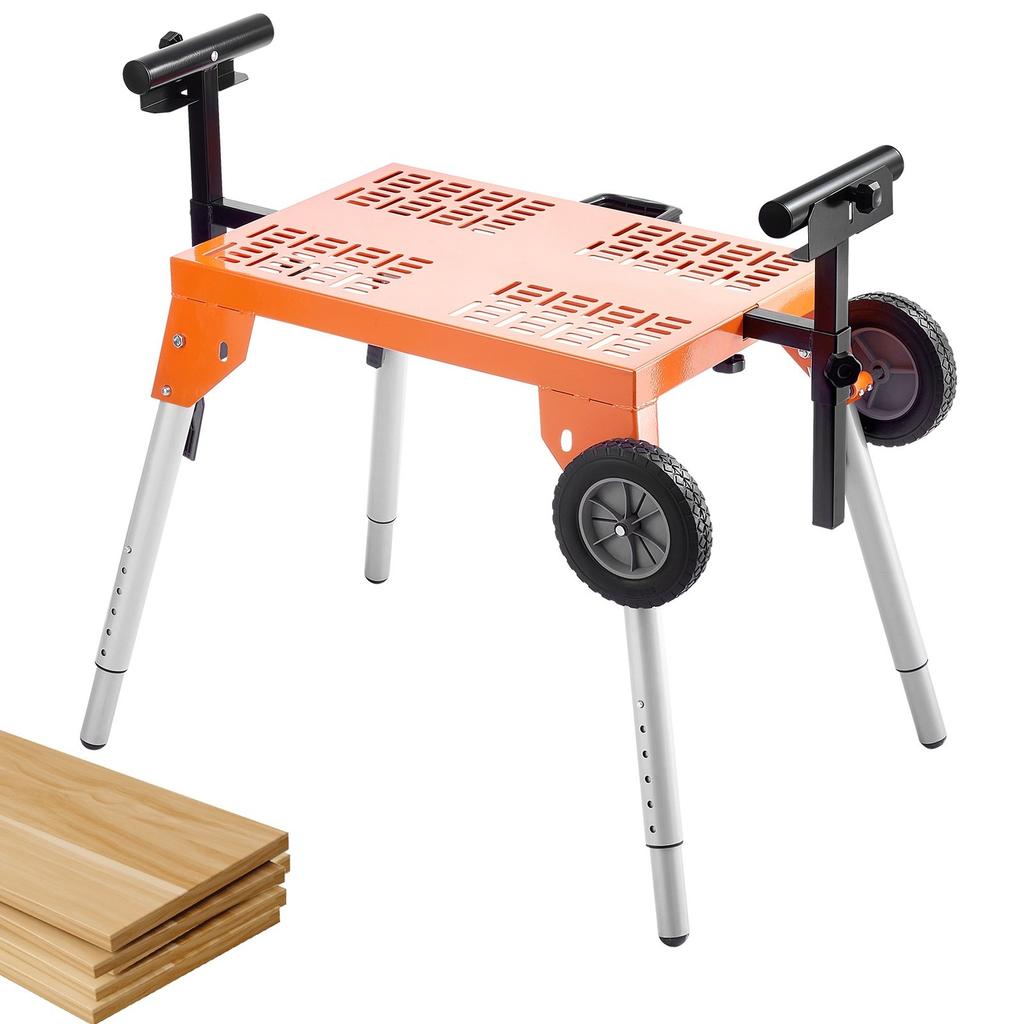 Miter Saw Stand with Tabletop and Wheels 330lbs Load Capacity Adjustable