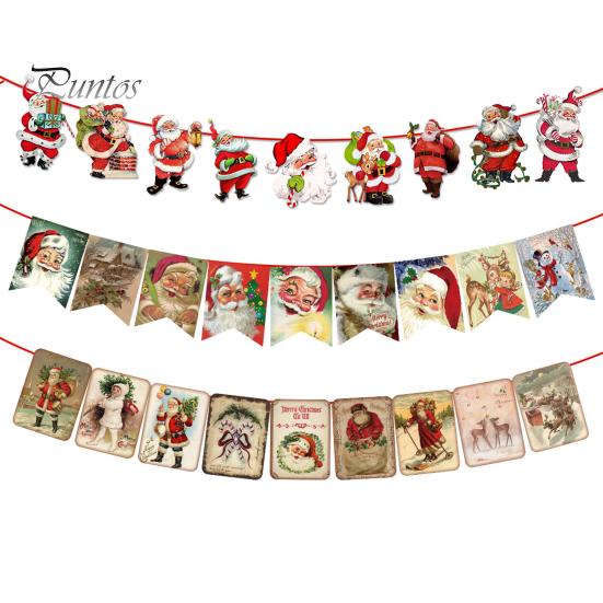 200 СМ Рождественский Баннер Бумага Санта Лось Дерево Многоразовый Праздник Крытый Открытый Рождественский Настенный Флаг Бантинг Гирлянда Украшения Подвеска Фестиваль Подарок