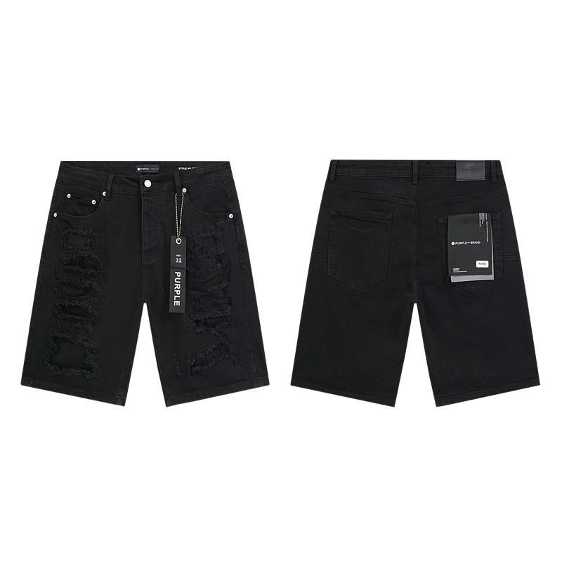 2026 Mens Premium American Streetwear Denim Shorts - Slim Fit Hand-Painted Distressed Low Rise Cotton Blend
