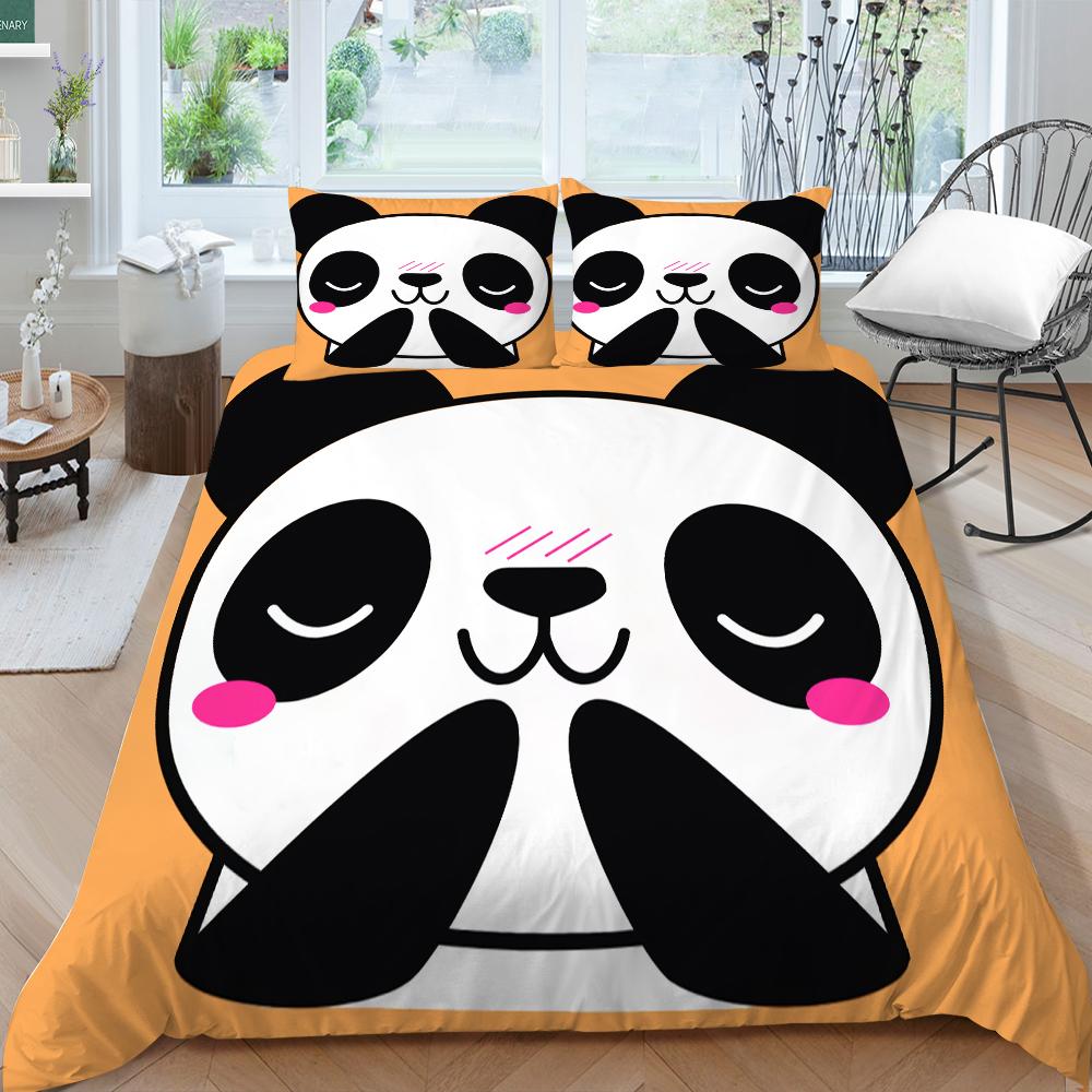 Panda Duvet Cover Queen Size Bedding Bamboo Home Textiles Children Boy Girl with Pillowcase Highend Bedding Cover