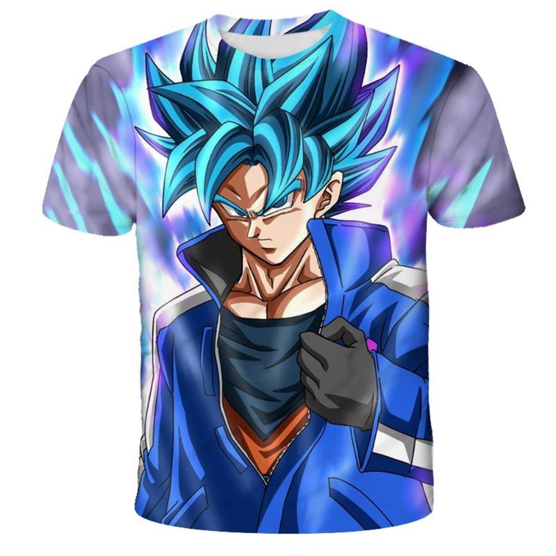 Лето 2026 Новая футболка для мальчиков Dragon Ball Z 3D принт Goku Мужская мода Харадзюку Короткий рукав Повседневные топы Одежда